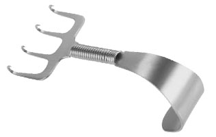 Gorney Rake Retractor, Spring Neck, 4 Sharp Prongs, 1 1/2" Wide, 3" (7.6 Cm)